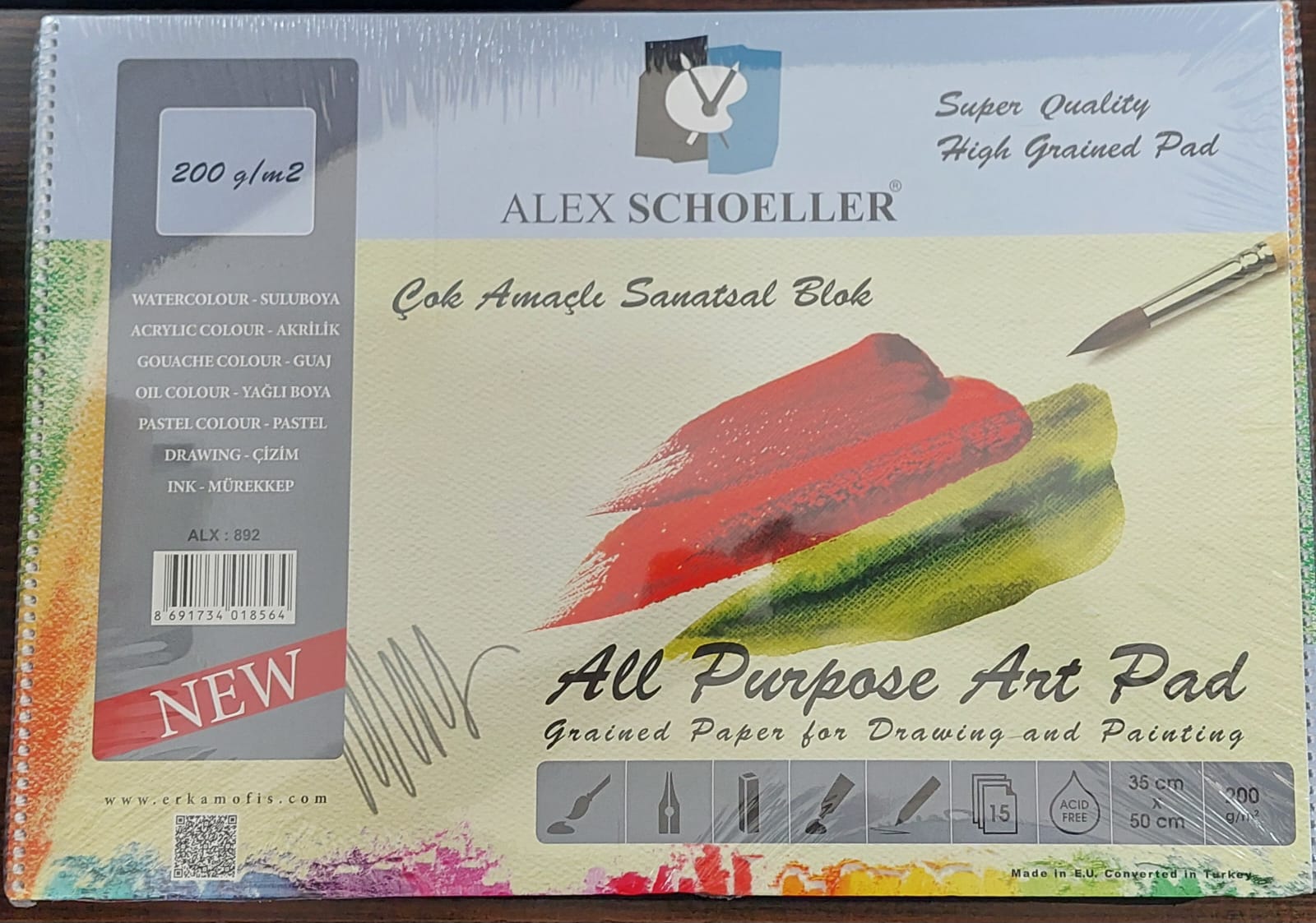 ERKAM ALEX 35X50 ÇOK AMAÇLI SPR. RESİM DEFTERİ 200 GR 15 Lİ - ALX-892/45
