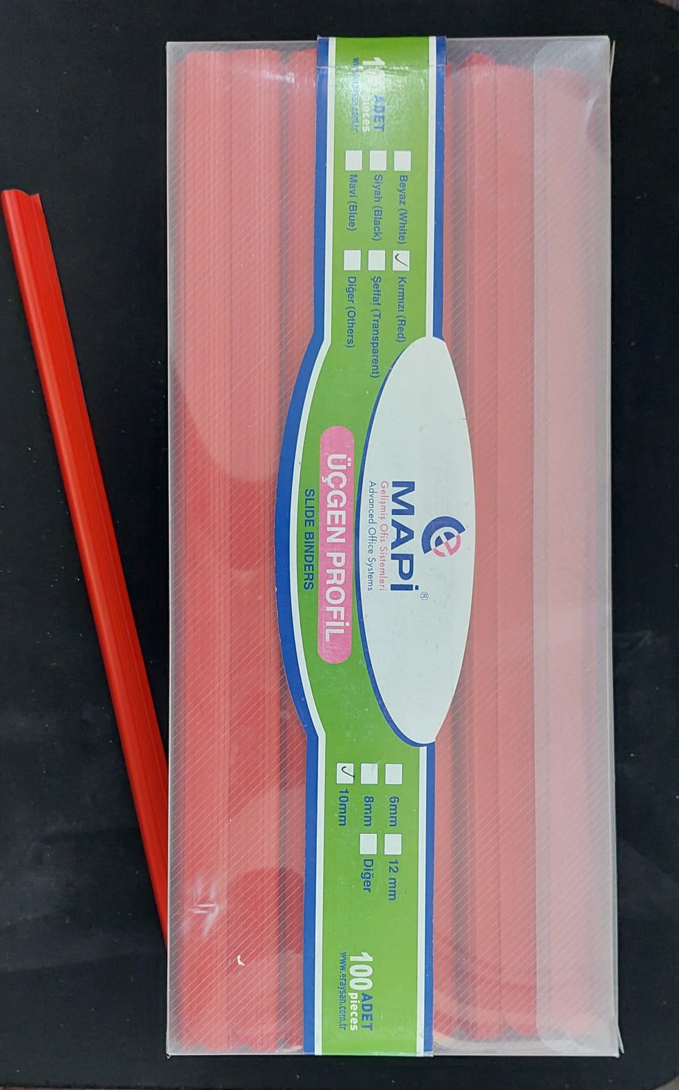 ESAN-2141003 MAPI PLASTIK ÜÇGEN PROFIL 10 MM 100 AD KIRMIZI