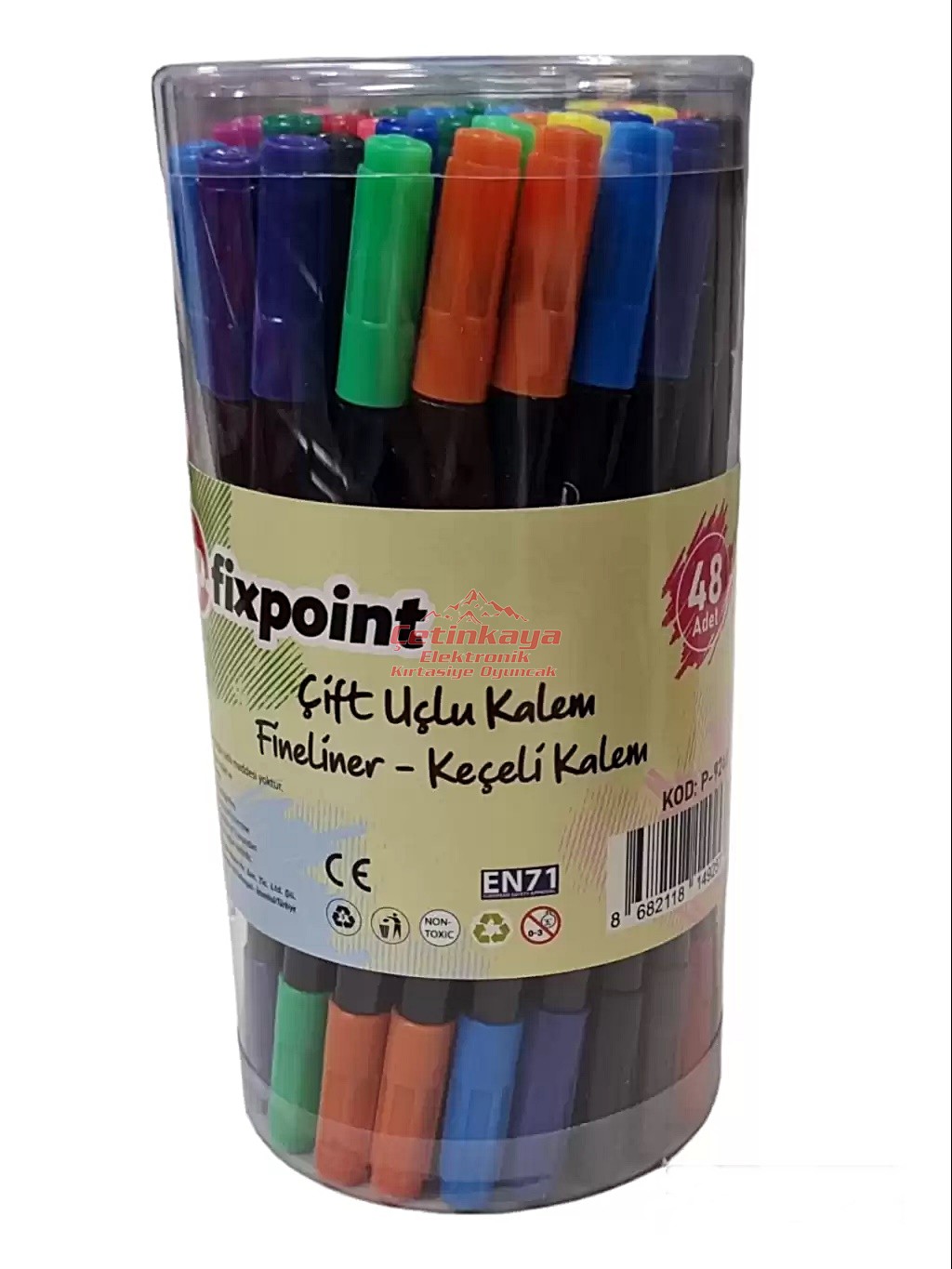 FIXPOINT-P9240 PVC KUTULU FINELINER ÇIFT UÇLU KEÇELI KALEM 48 LI