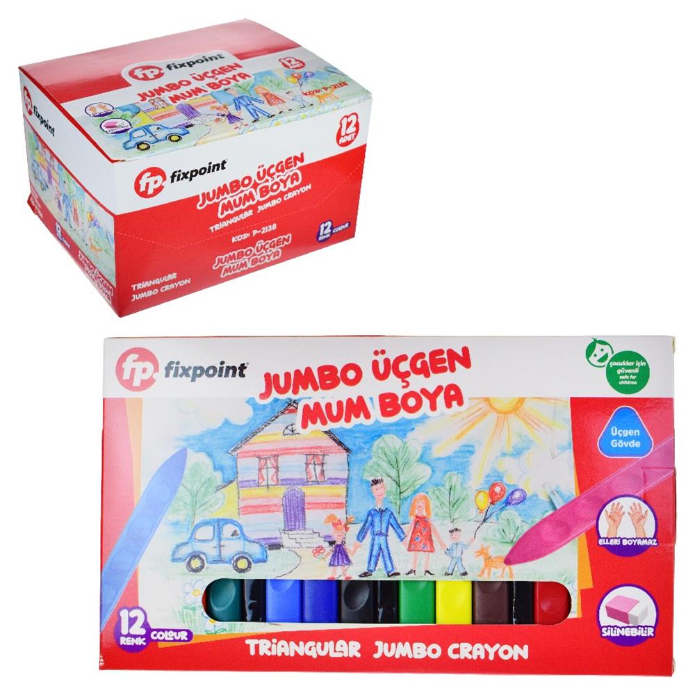Fixpoint P-2138 Üçgen Jumbo Mum Boya 12'li