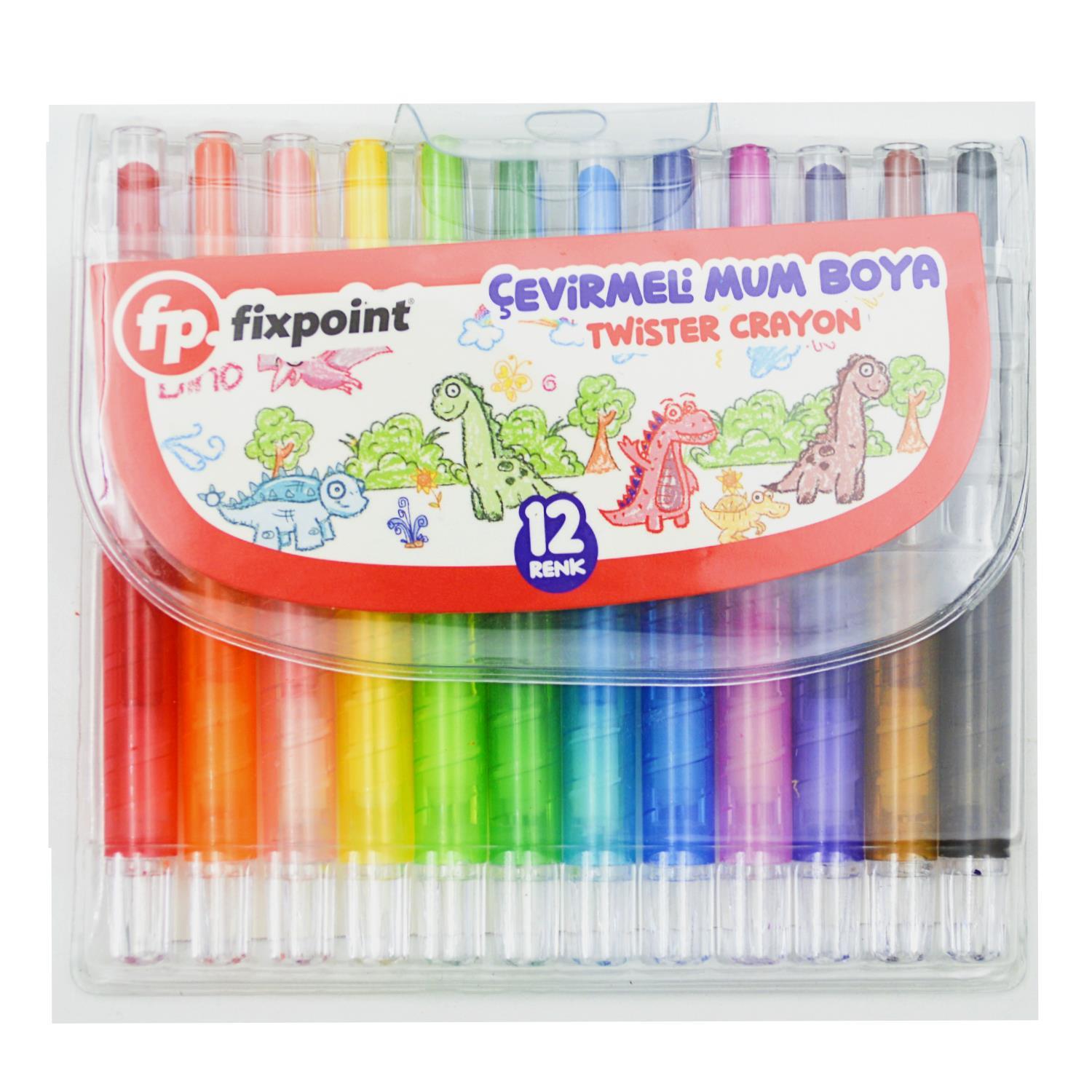 FİXPOİNT UZUN ÇEVİRMELİ MUM BOYA 12 Lİ P 2793