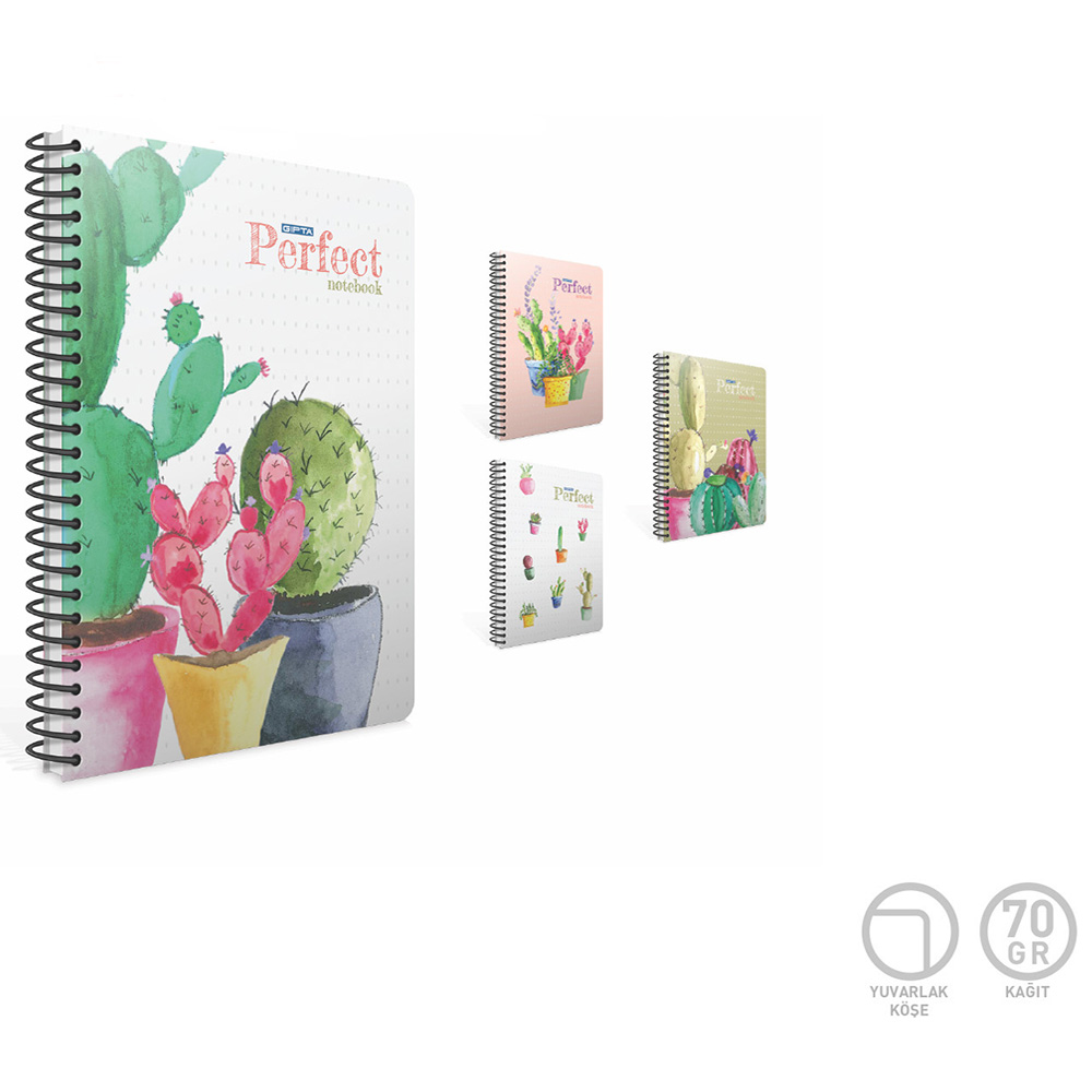 GIPTA-4433000 PERFECT SPIRALLI KARTON KAPAK A5 KARELI DEFTER 80 YP