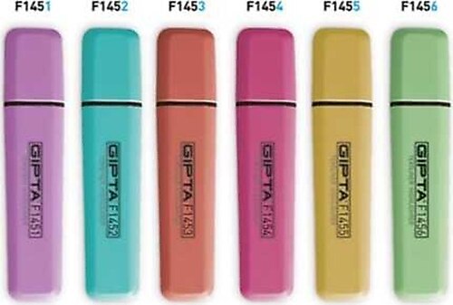 GIPTA-F149000 5 MM KESIK UÇLU FOSFORLU MARKÖR PASTEL RENK 36 LI STANT-D