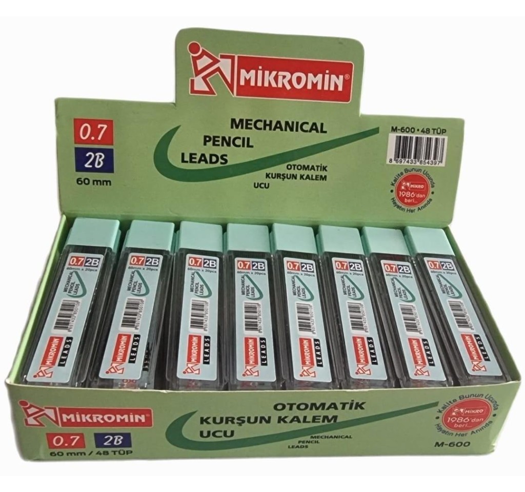 ŞAHİN-M60207 MİKRO 60 MM NEON KURŞUN KALEM UCU  KISA MİN 07 MM
