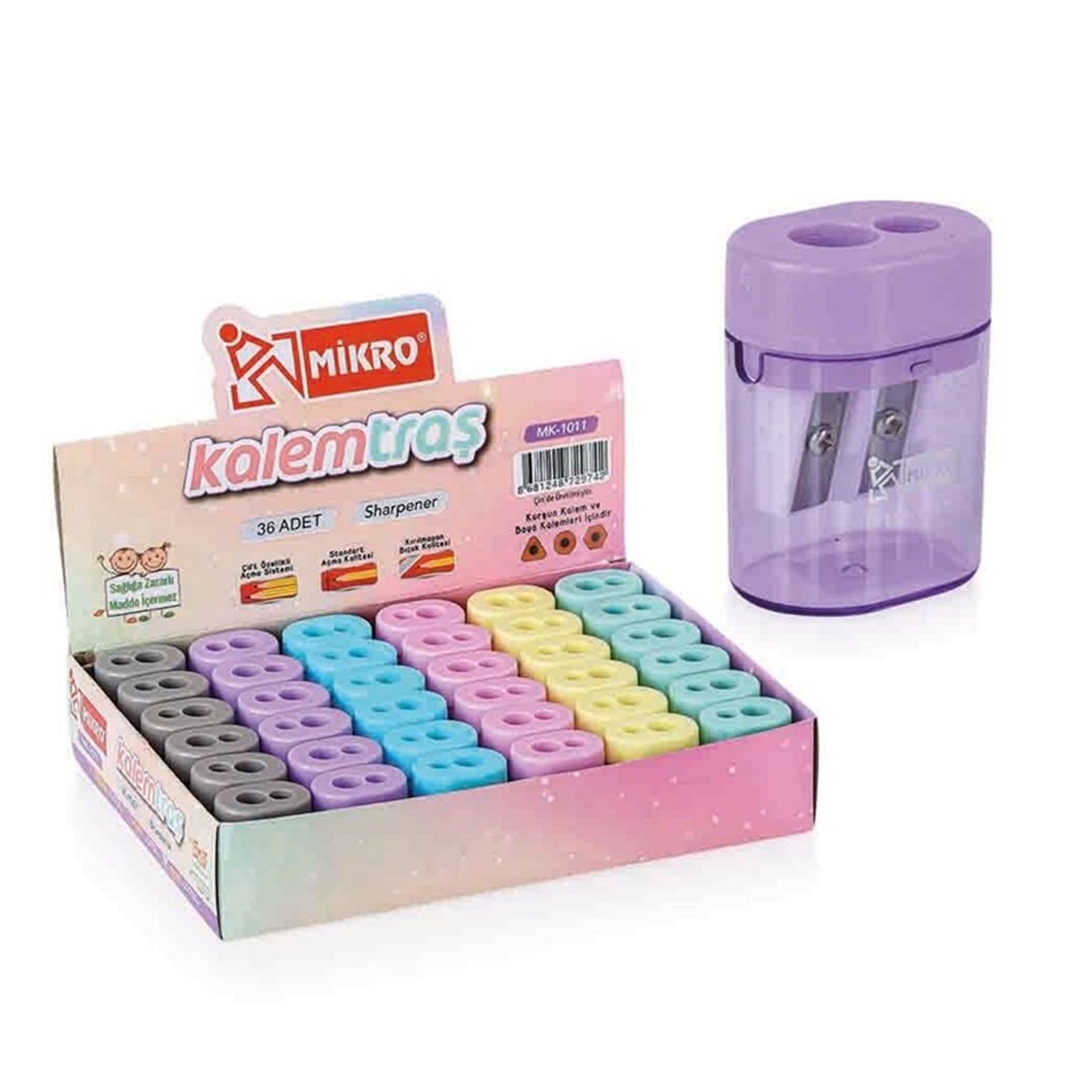 ŞAHİN-MK1011 KALEMTRAŞ ÇİFTLİ PASTEL RENK