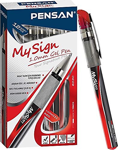 PENSAN-PE06030RKKI MY SIGN JEL ROLLER KALEM KIRMIZI 1 MM