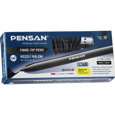 PENSAN 3003 OFİS TİPİ KEÇELİ KALEM SİYAH 10 LU