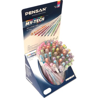 MYTECH TÜKENMEZ KALEM KARIŞIK RENK 07 MM 60 LI STAND - PE02240TK8RNK - PENSAN