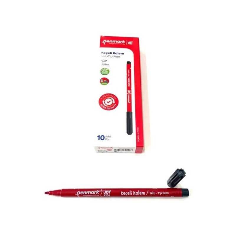 PENMARK--HS705 03 SÜPER YIKANABILIR KEÇELI KALEM 10 LU KUTU KIRMIZI