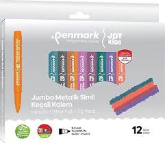 PENMARK--HS707 12 SÜPER YIKANABILIR METALIK SIMLI JUMBO KEÇELI KALEM 12 LI