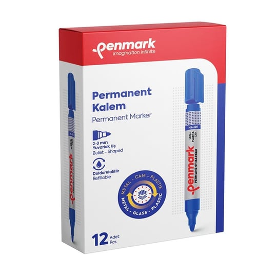 PENMARK--HS1201 02 ECOPLUS PERMANENT MARK-ER KESIK UÇ MAVI