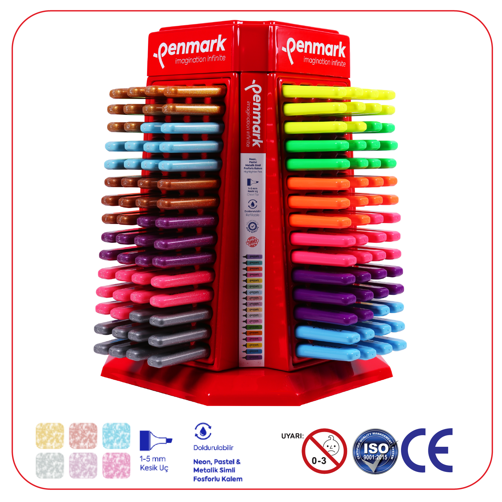 PENMARK--HS505-60P FOSFORLU KALEM 60 LI STAND PASTEL RENKLER