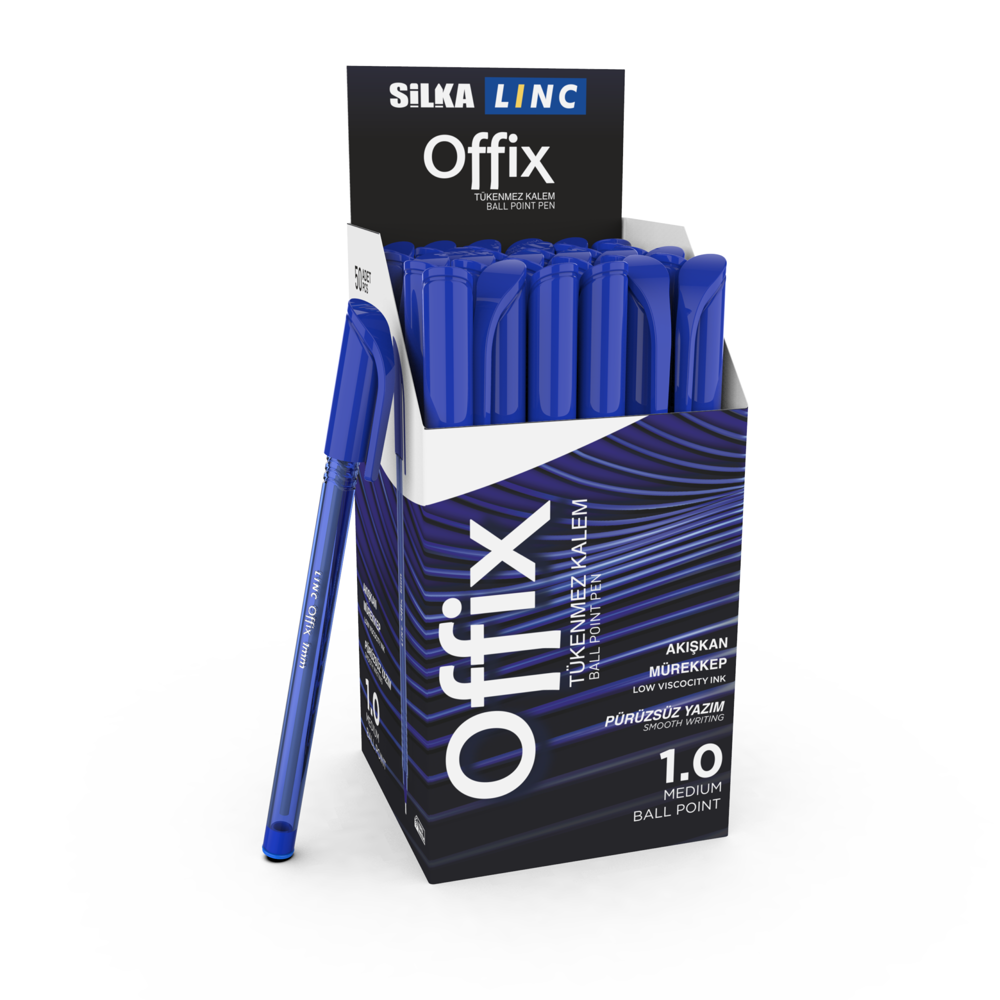 SİLKA LİNC OFFİX TÜKENMEZ KALEM MAVİ 50 Lİ - ART.423