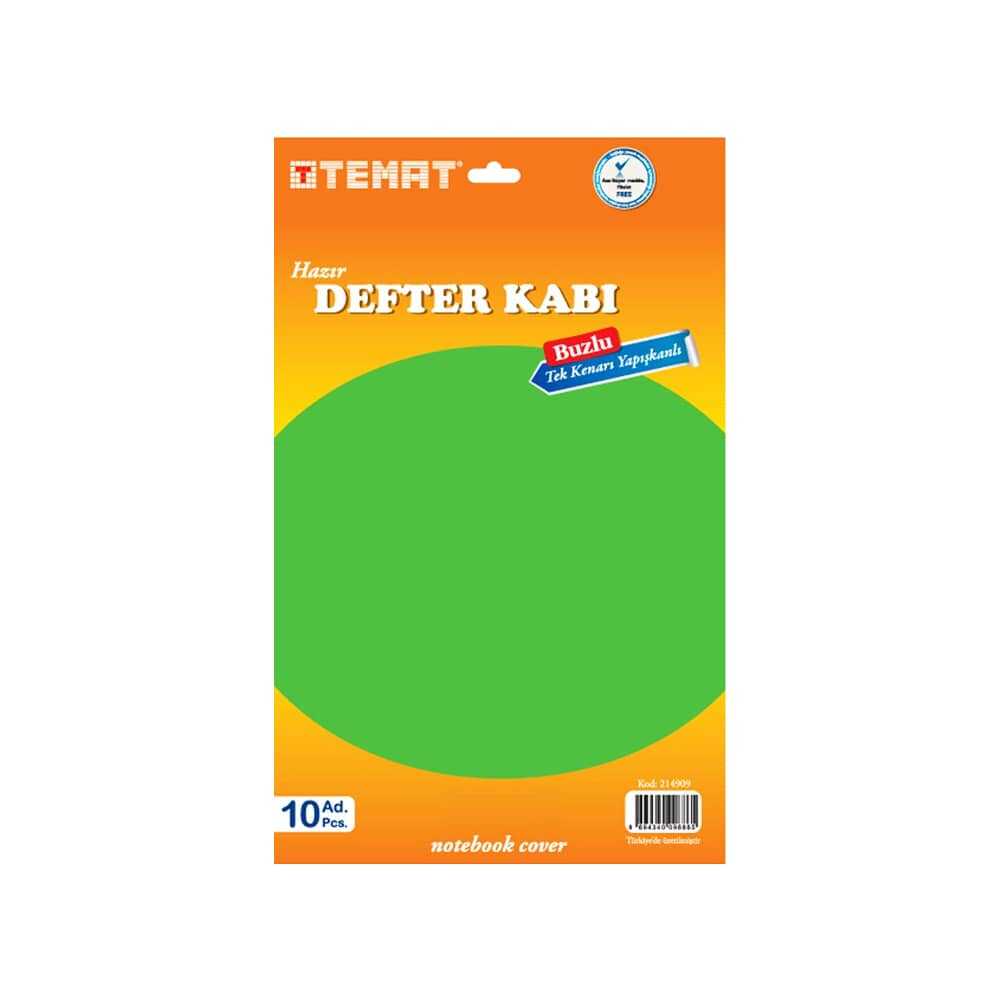 TEMAT-214909 TEK KENARI YAPISKANLI HAZIR DEFTER KABI YESIL 10 LU