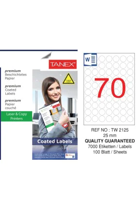 TANEX-TW2125 KUSE LAZER 25 MM ETIKET 100 LÜ