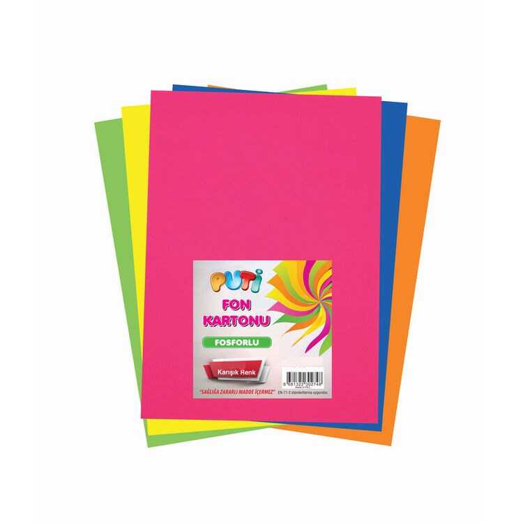 VIVA-2755 PUTI FOSFORLU FON KARTONU 25X35 CM KARISIK 6 RENKLI 10 LU